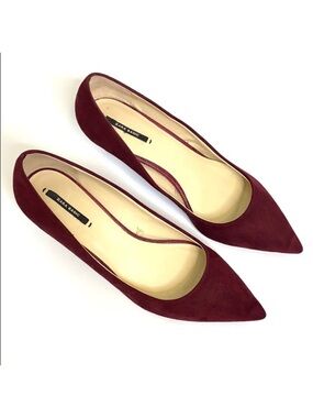 Zara Maroon Kitten Heel Pumps Size 40